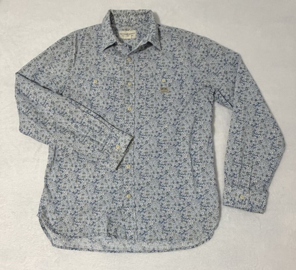 Ralph Lauren Denim & Supply Floral Print Button Shirt Sz Large Blue/White